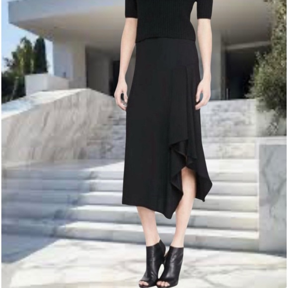 Theory Dresses & Skirts - Theory size 8 black satin asymmetrical skirt